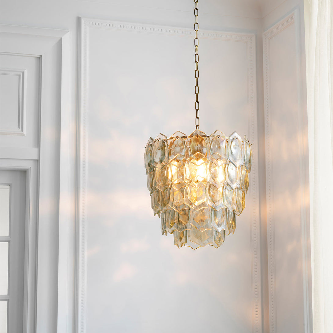 Chandelier Elias Vintage Brass Clear Glass Lighting Eichholtz