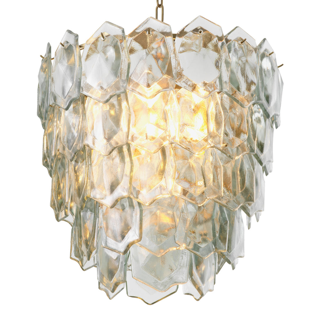 Chandelier Elias Vintage Brass Clear Glass Lighting Eichholtz