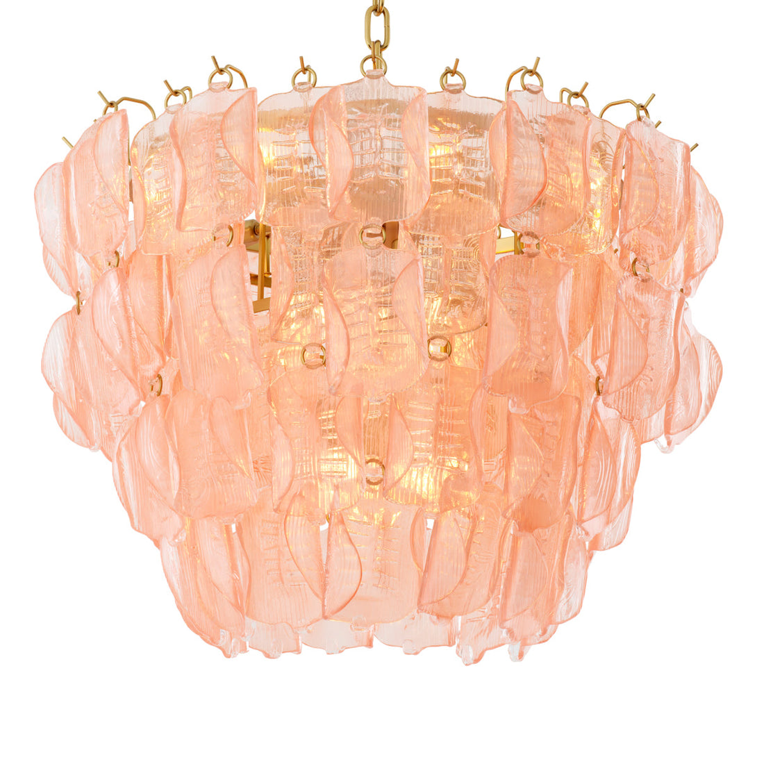 Chandelier Solange Antique Brass Handmade Glass Lighting Eichholtz