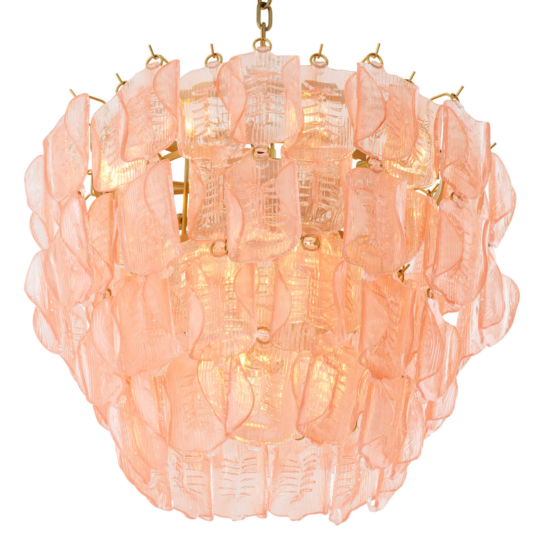 Chandelier Solange Antique Brass Handmade Glass Lighting Eichholtz
