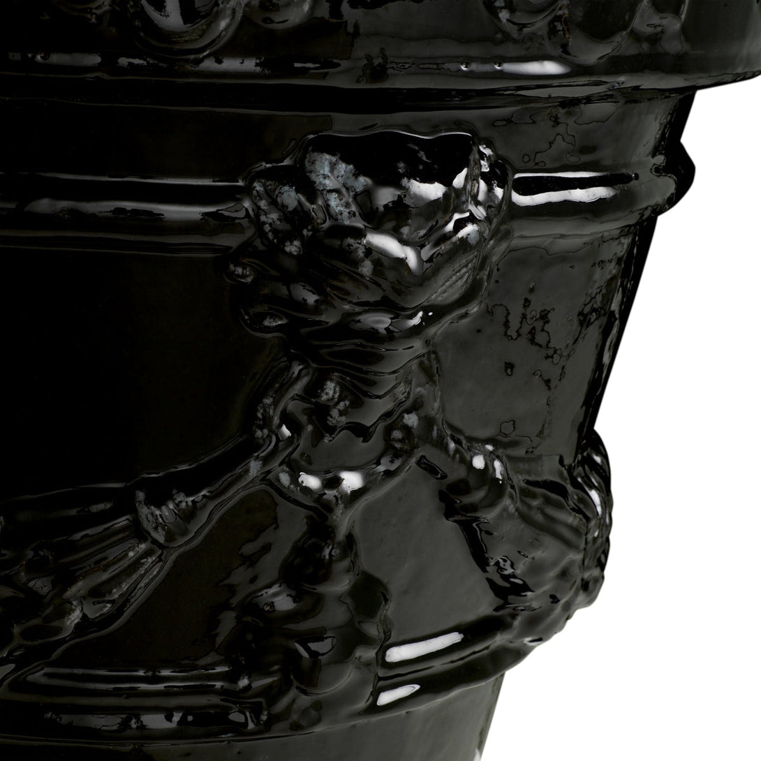 Outdoor Planter Toulon Black Finish Ceramic Outdoor Eichholtz