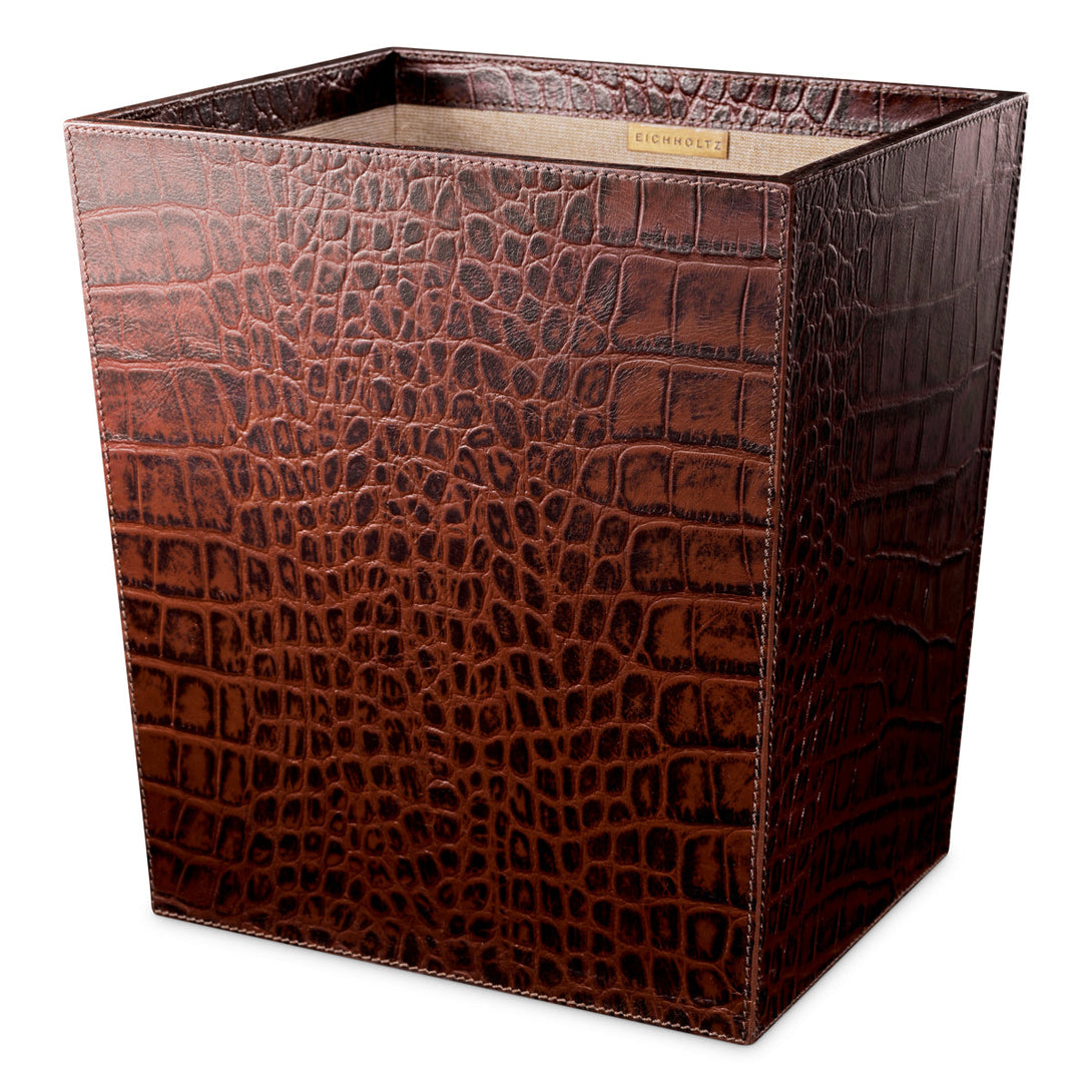 Desk Set Scaleo Set Of 3 Croco Embossed Antique Brown Leather Accessories Eichholtz