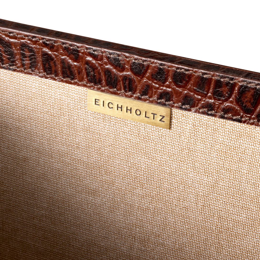 Desk Set Scaleo Set Of 3 Croco Embossed Antique Brown Leather Accessories Eichholtz