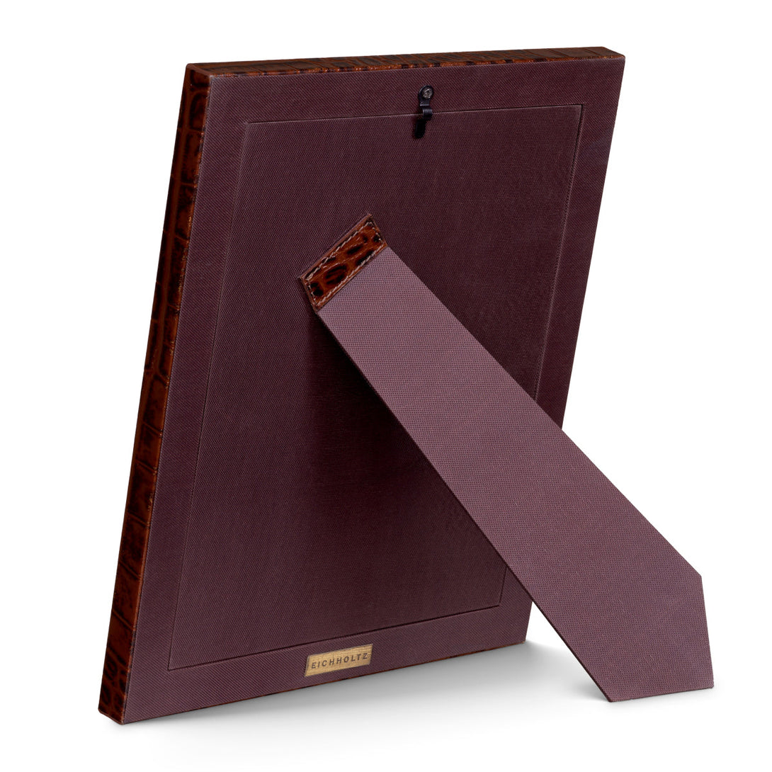 Picture Frame Scaleo Set Of 2 Croco Embossed Antique Brown Leather Accessories Eichholtz