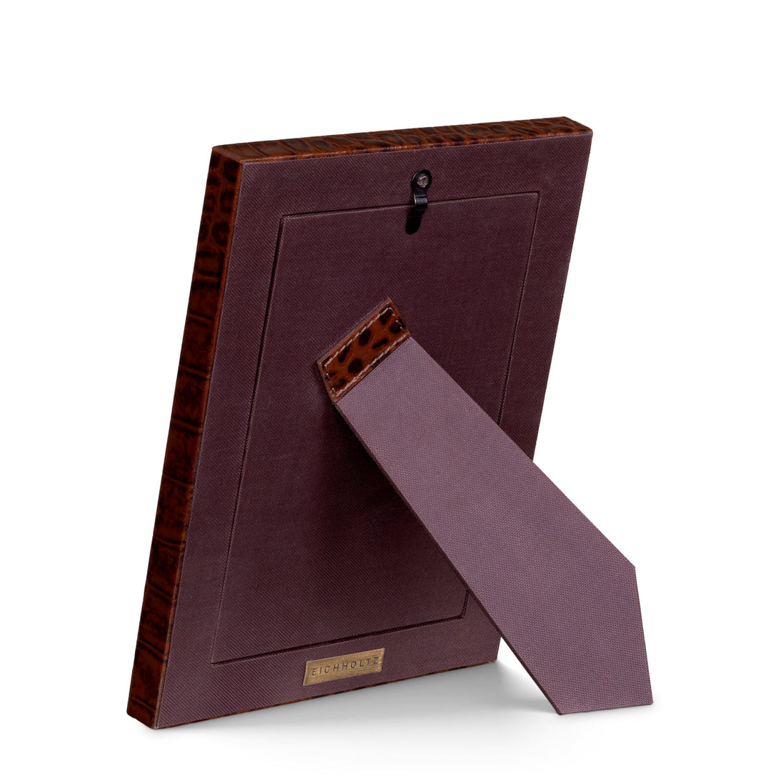 Picture Frame Scaleo Set Of 2 Croco Embossed Antique Brown Leather Accessories Eichholtz