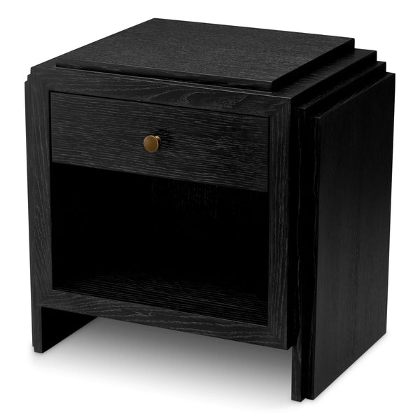 Nightstand Artdeco Charcoal Grey Oak Veneer Furniture Eichholtz