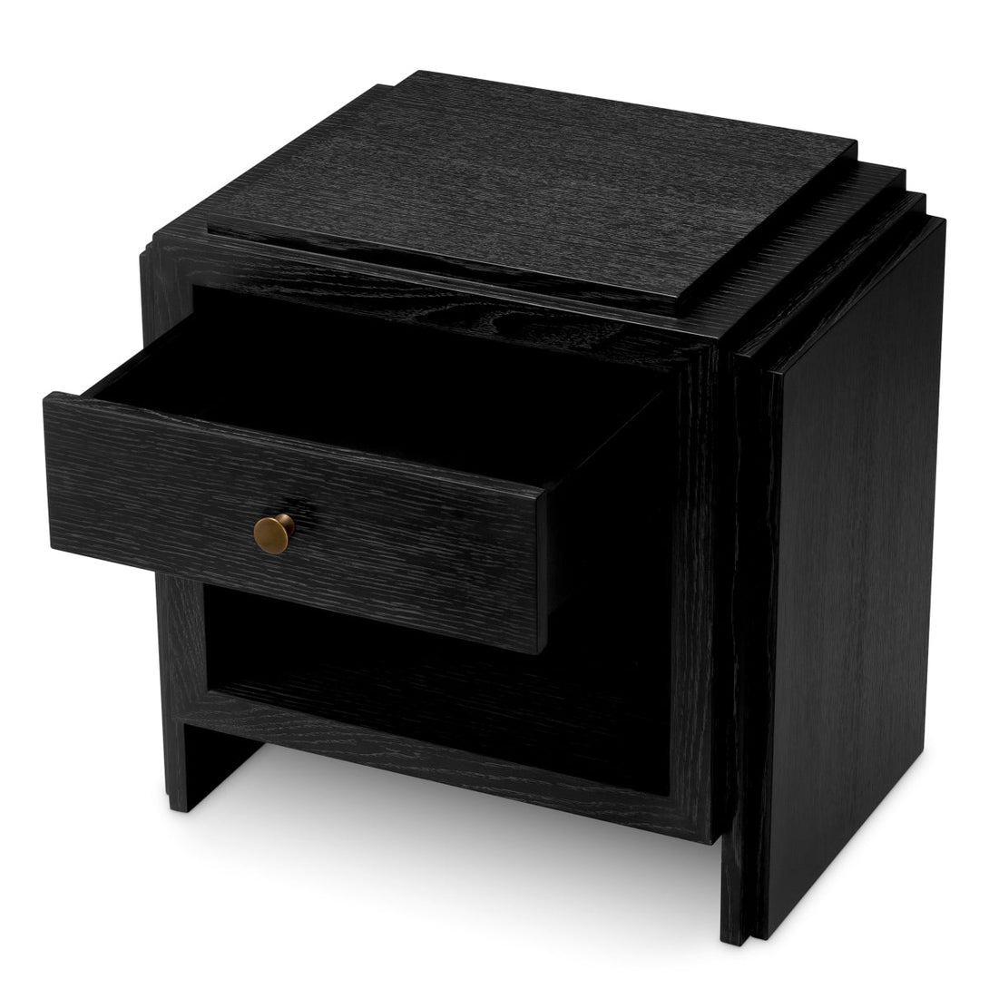 Nightstand Artdeco Charcoal Grey Oak Veneer Furniture Eichholtz