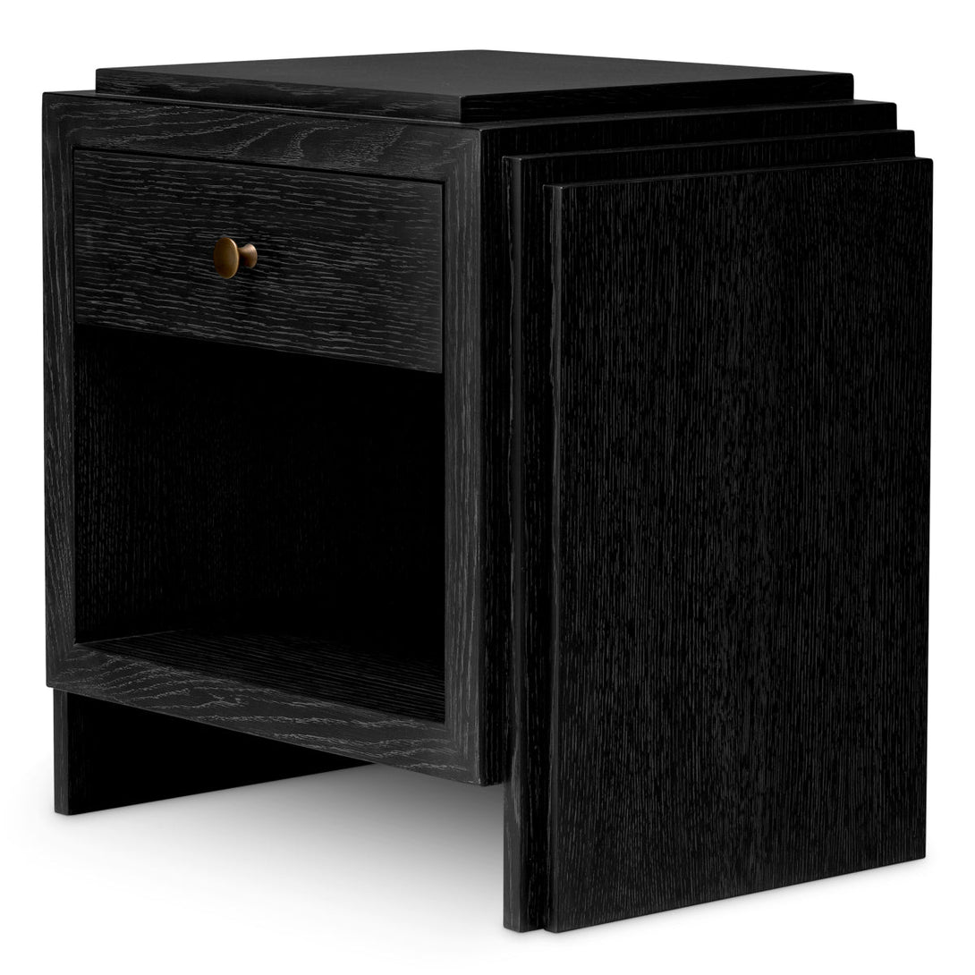 Nightstand Artdeco Charcoal Grey Oak Veneer Furniture Eichholtz