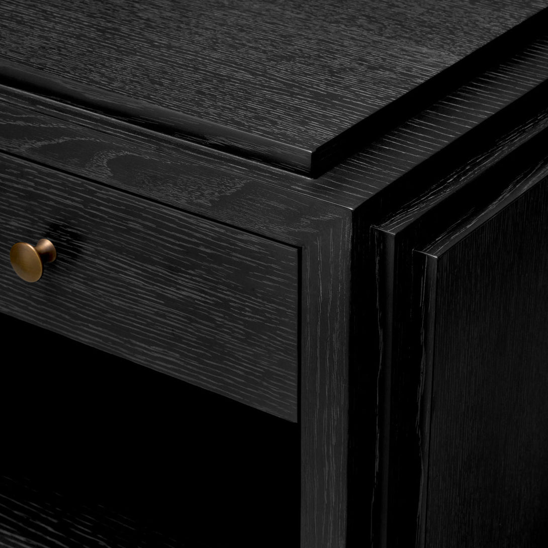 Nightstand Artdeco Charcoal Grey Oak Veneer Furniture Eichholtz