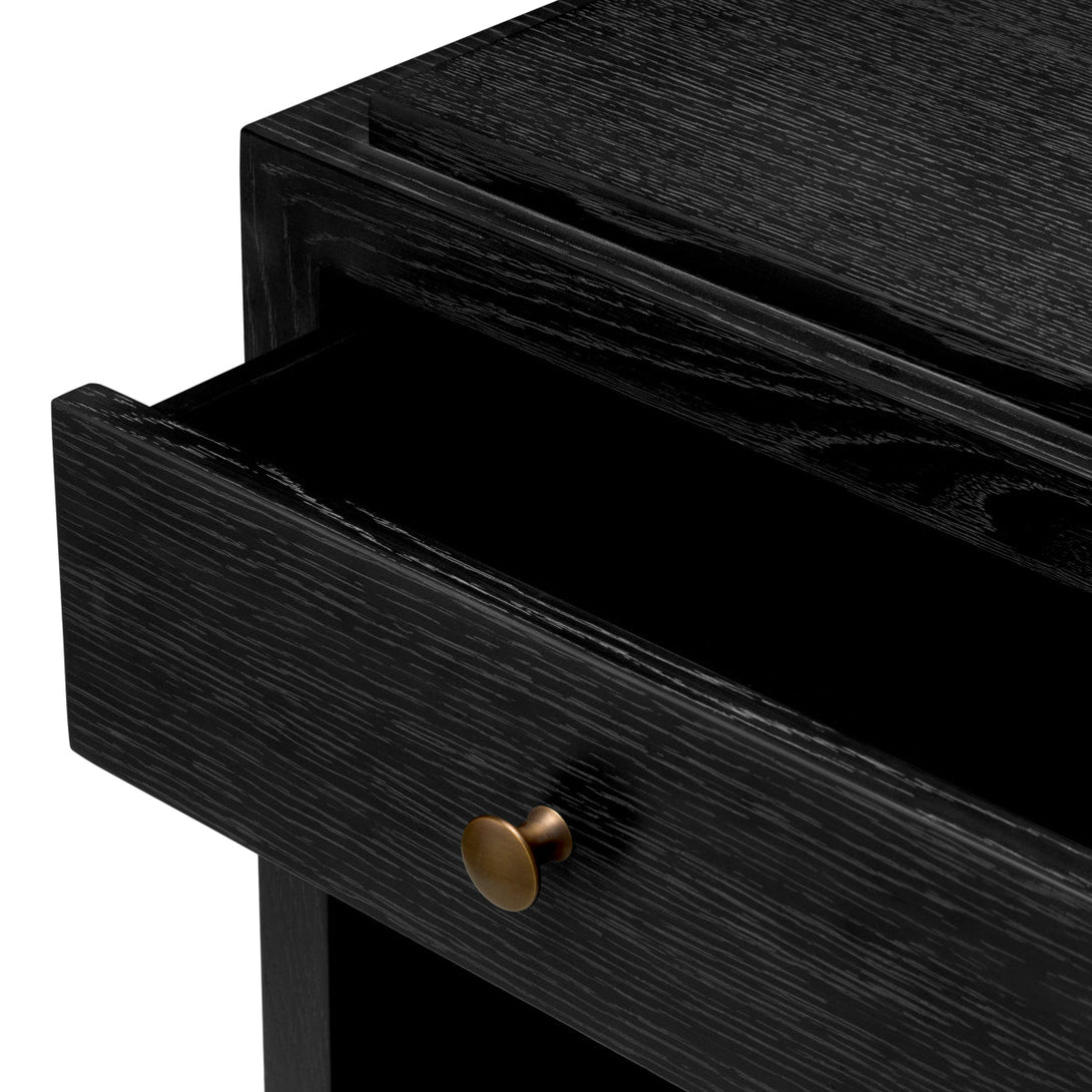 Nightstand Artdeco Charcoal Grey Oak Veneer Furniture Eichholtz