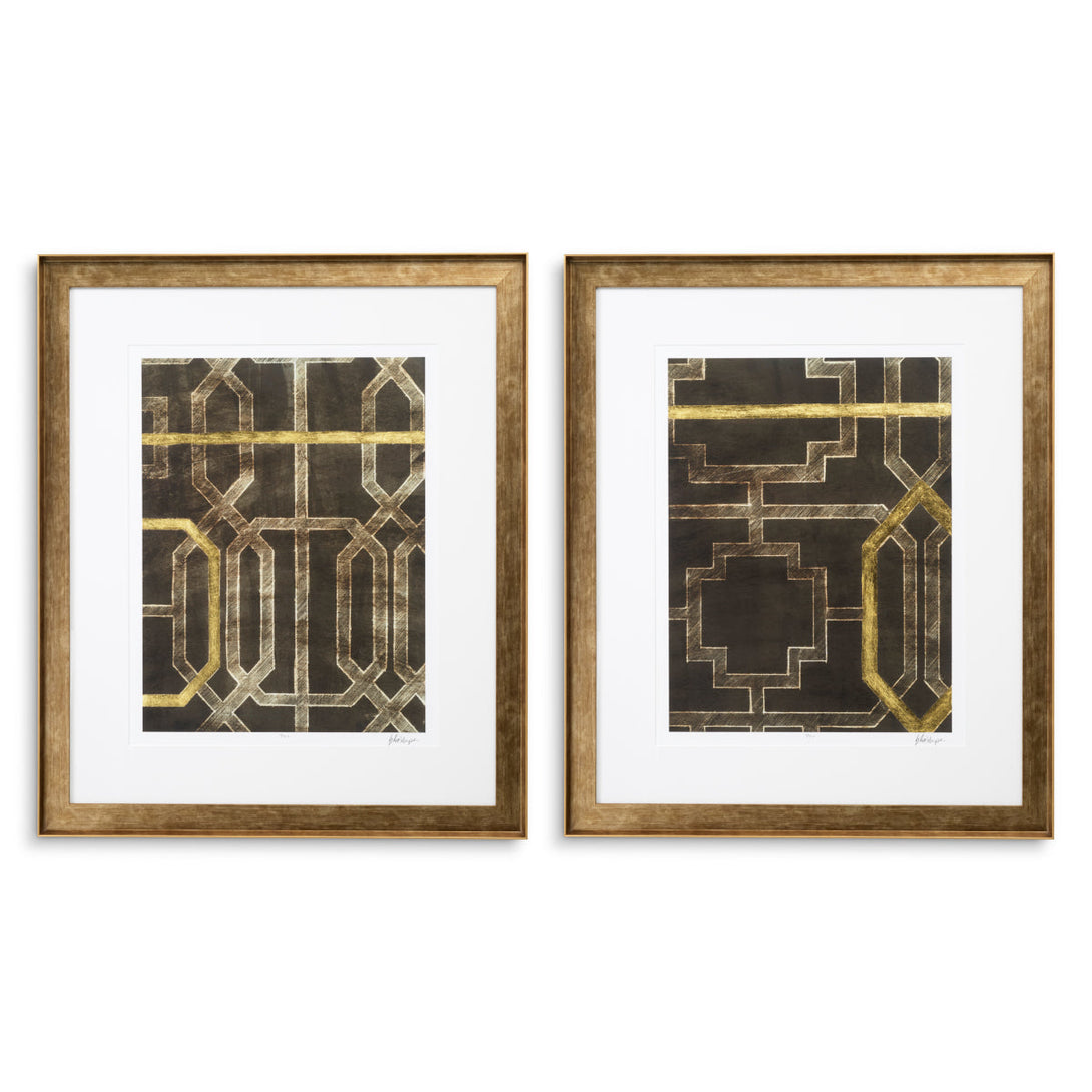 Print Trellis Pattern by Ethan Harper II set of 2 Accessories Eichholtz