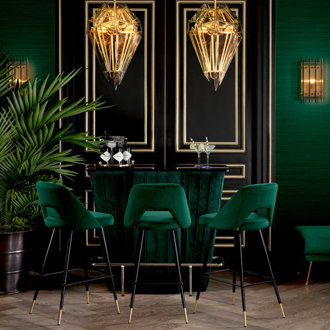 Bar Stool Avorio Roche Green Velvet Furniture Eichholtz