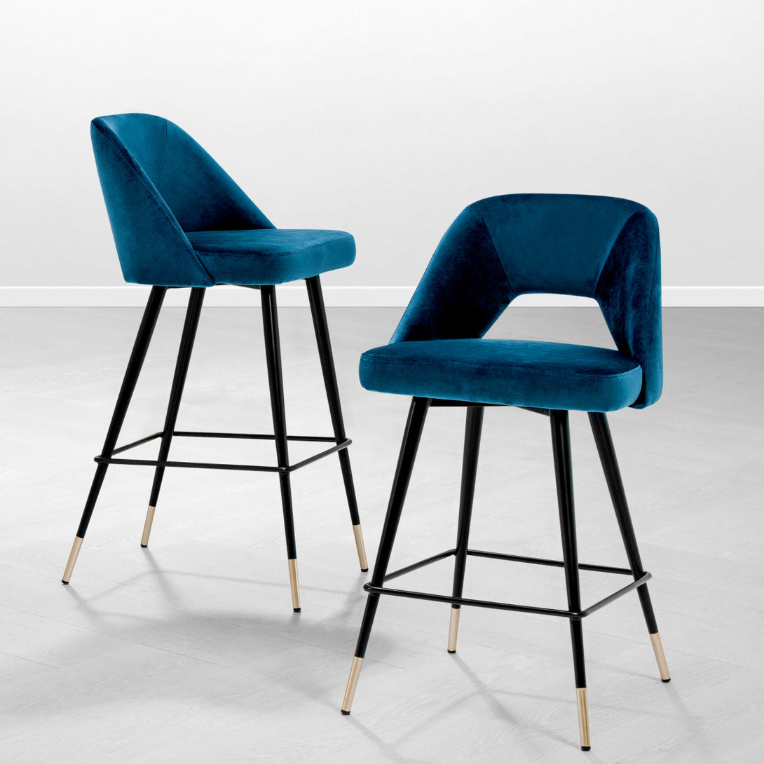 Bar Stool Avorio Roche Blue Velvet Furniture Eichholtz