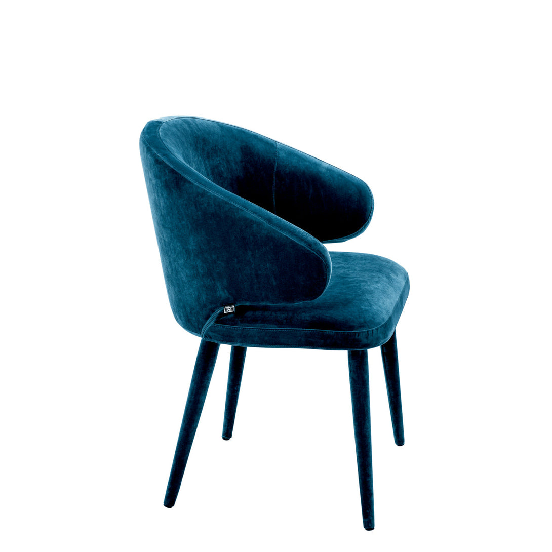 Dining Chair Cardinale Roche Teal Blue Velvet Furniture Eichholtz