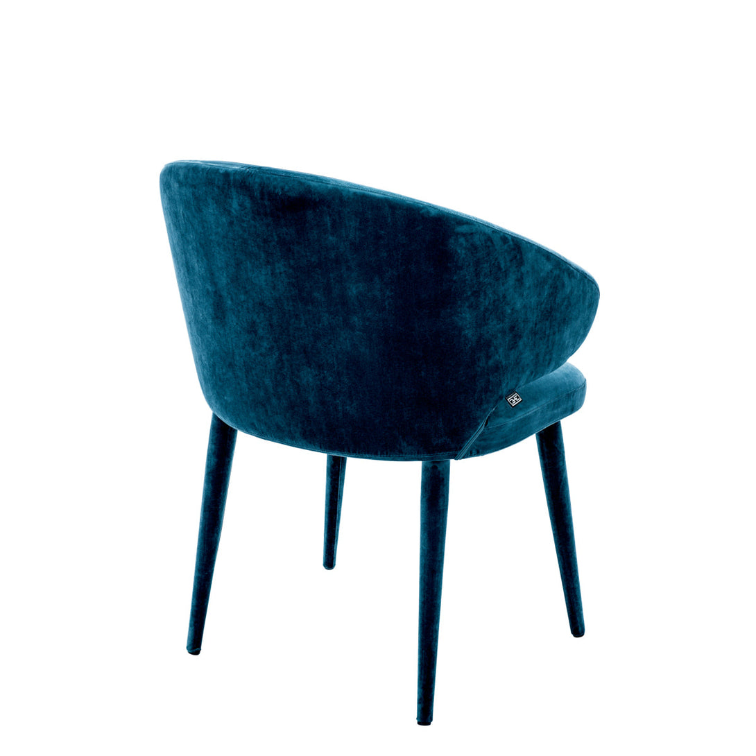 Dining Chair Cardinale Roche Teal Blue Velvet Furniture Eichholtz