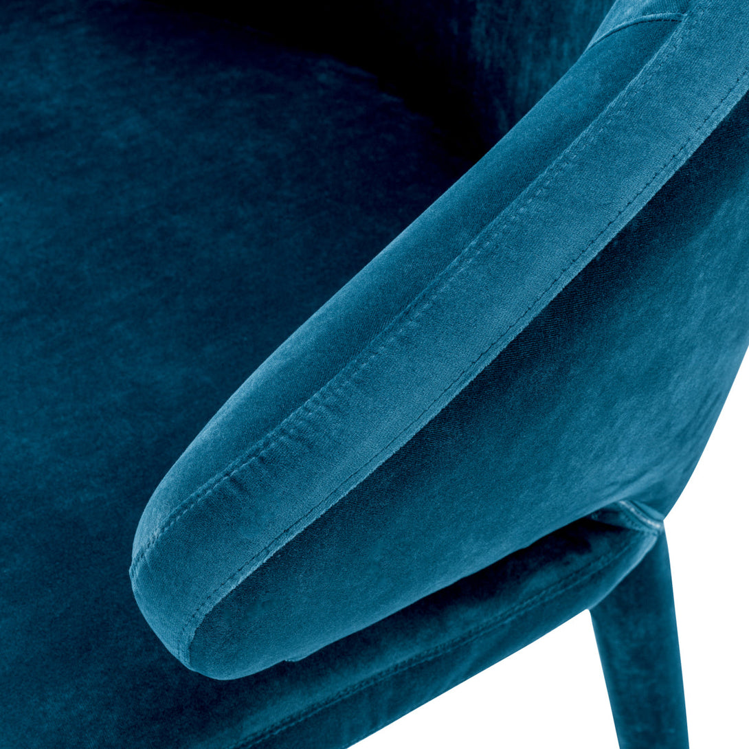 Dining Chair Cardinale Roche Teal Blue Velvet Furniture Eichholtz