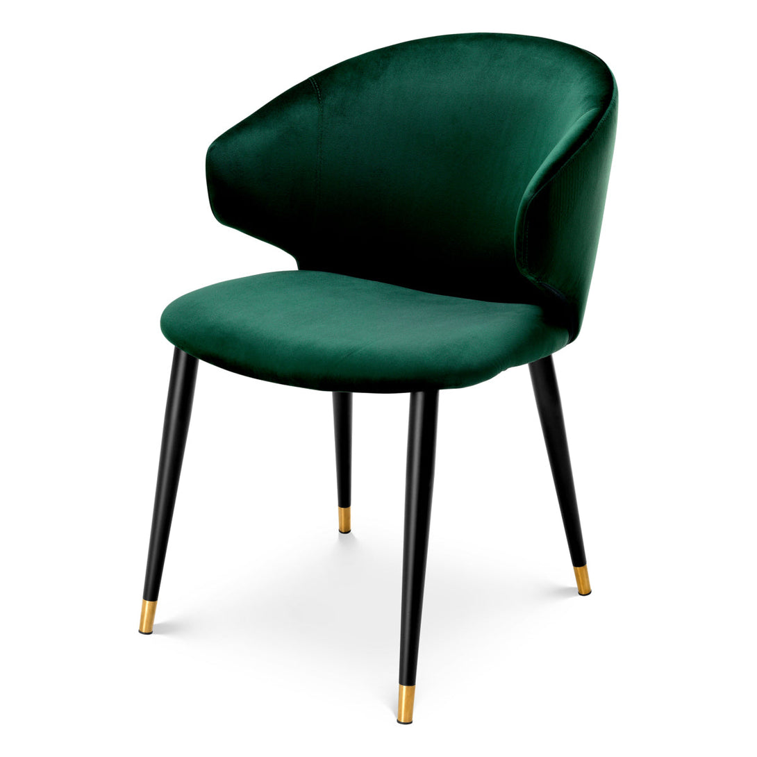 Dining Chair Volante With Arm Roche Dark Green Velvet Furniture Eichholtz