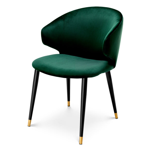 Dining Chair Volante With Arm Roche Dark Green Velvet Furniture Eichholtz