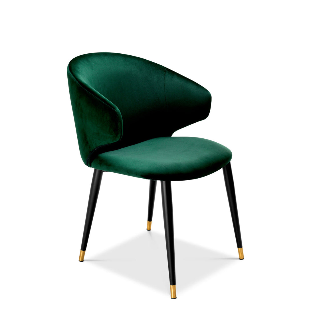 Dining Chair Volante With Arm Roche Dark Green Velvet Furniture Eichholtz