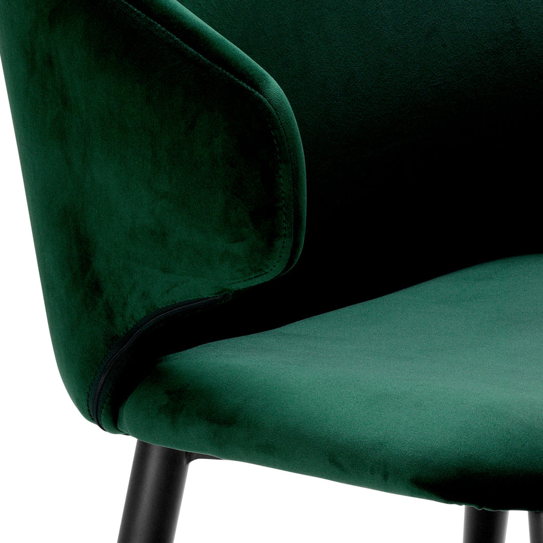 Dining Chair Volante With Arm Roche Dark Green Velvet Furniture Eichholtz