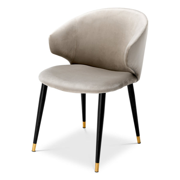 Dining Chair Volante With Arm Roche Beige Velvet Furniture Eichholtz