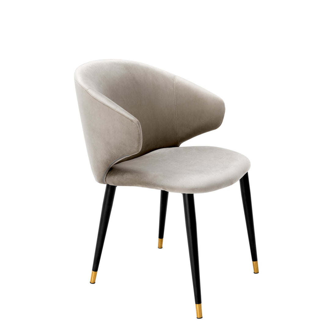 Dining Chair Volante With Arm Roche Beige Velvet Furniture Eichholtz