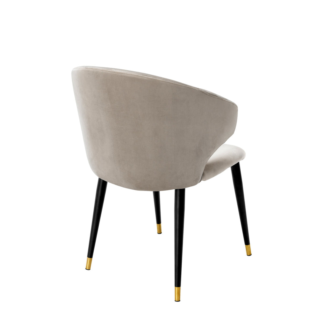 Dining Chair Volante With Arm Roche Beige Velvet Furniture Eichholtz