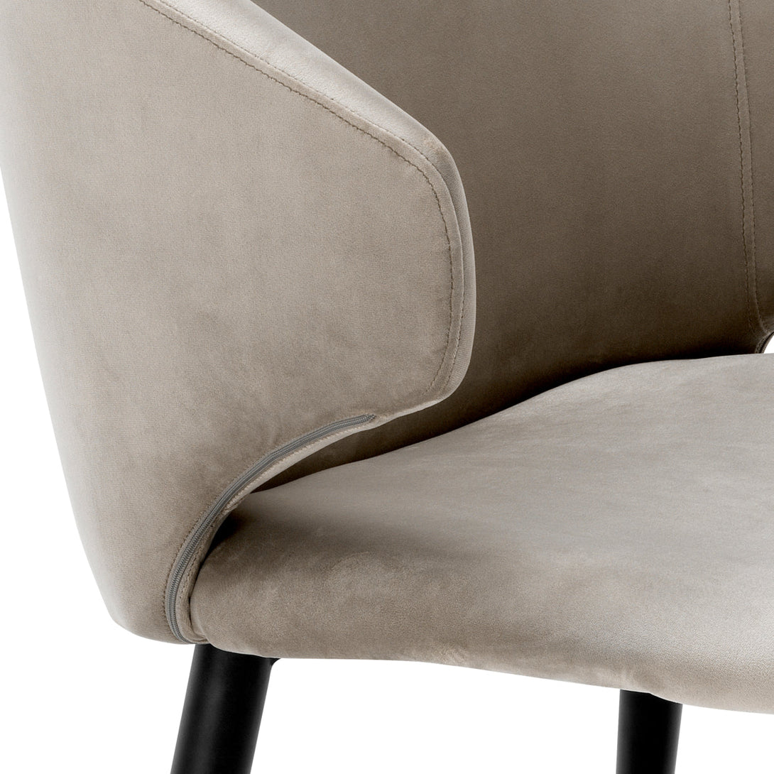 Dining Chair Volante With Arm Roche Beige Velvet Furniture Eichholtz