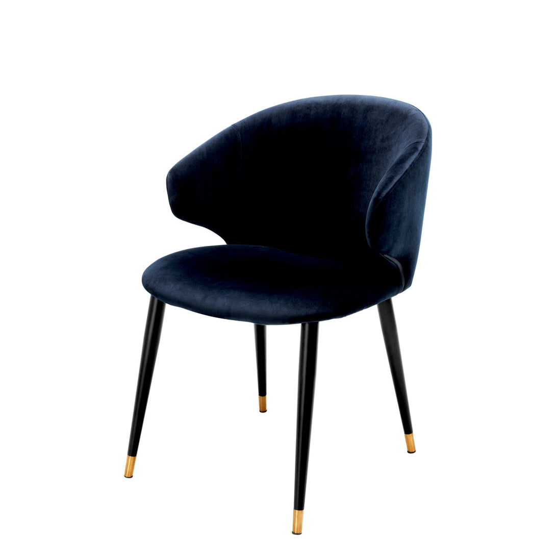 Dining Chair Volante With Arm Savona Midnight Blue Velvet Furniture Eichholtz