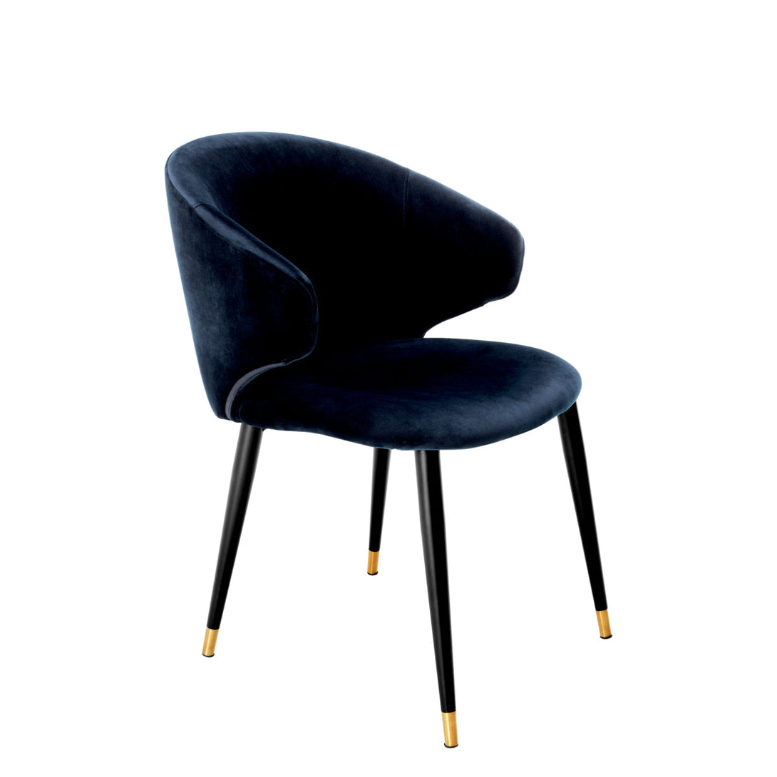 Dining Chair Volante With Arm Savona Midnight Blue Velvet Furniture Eichholtz