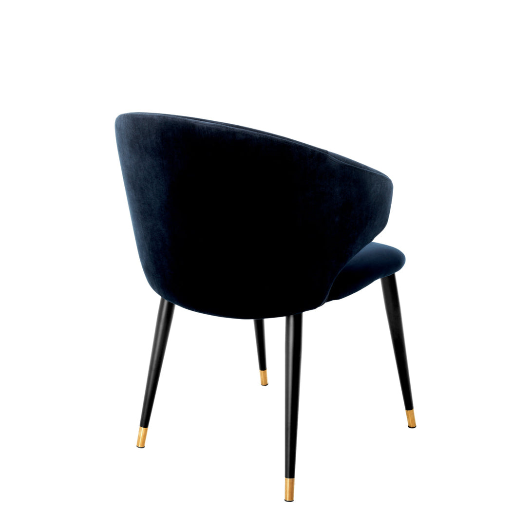 Dining Chair Volante With Arm Savona Midnight Blue Velvet Furniture Eichholtz