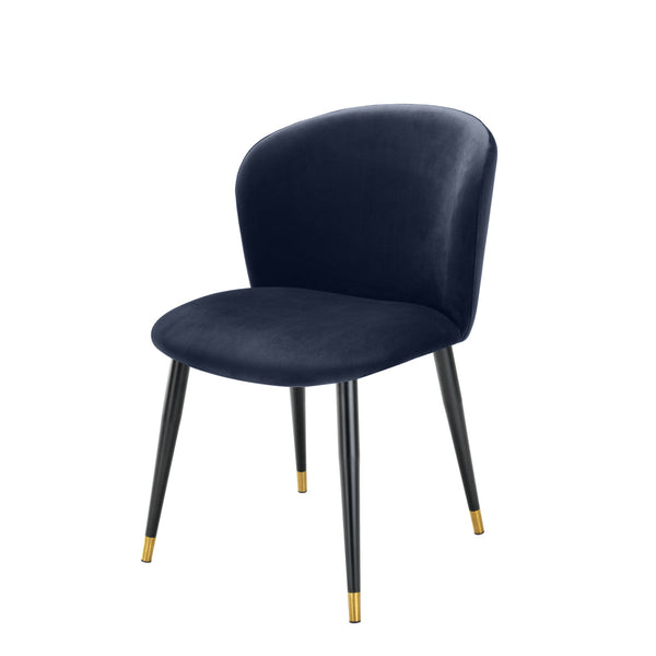 Dining Chair Volante Savona Midnight Blue Velvet Furniture Eichholtz