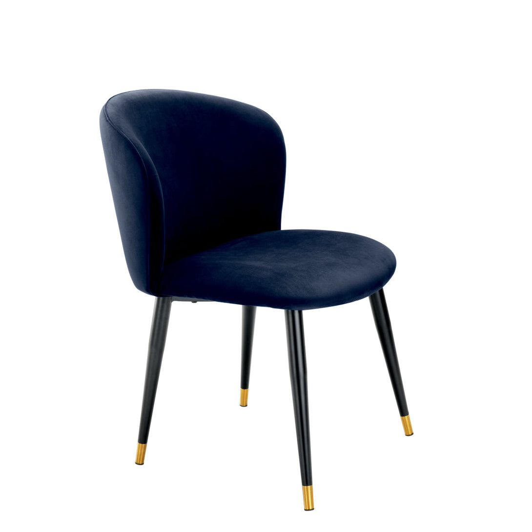 Dining Chair Volante Savona Midnight Blue Velvet Furniture Eichholtz