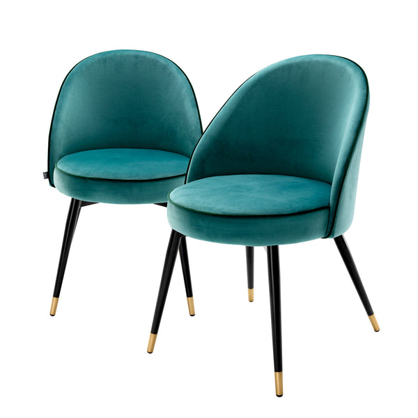 Dining Chair Cooper Set Of 2 Roche Turquoise Velvet Furniture Eichholtz