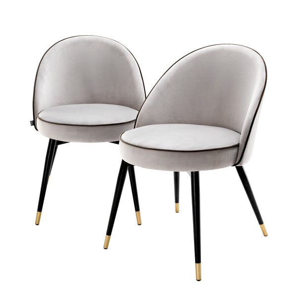 Dining Chair Cooper Set Of 2 Roche Light Grey Velvet Furniture Eichholtz