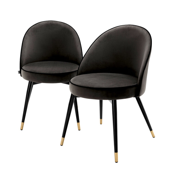Dining Chair Cooper Set Of 2 Roche Dark Grey Velvet Furniture Eichholtz