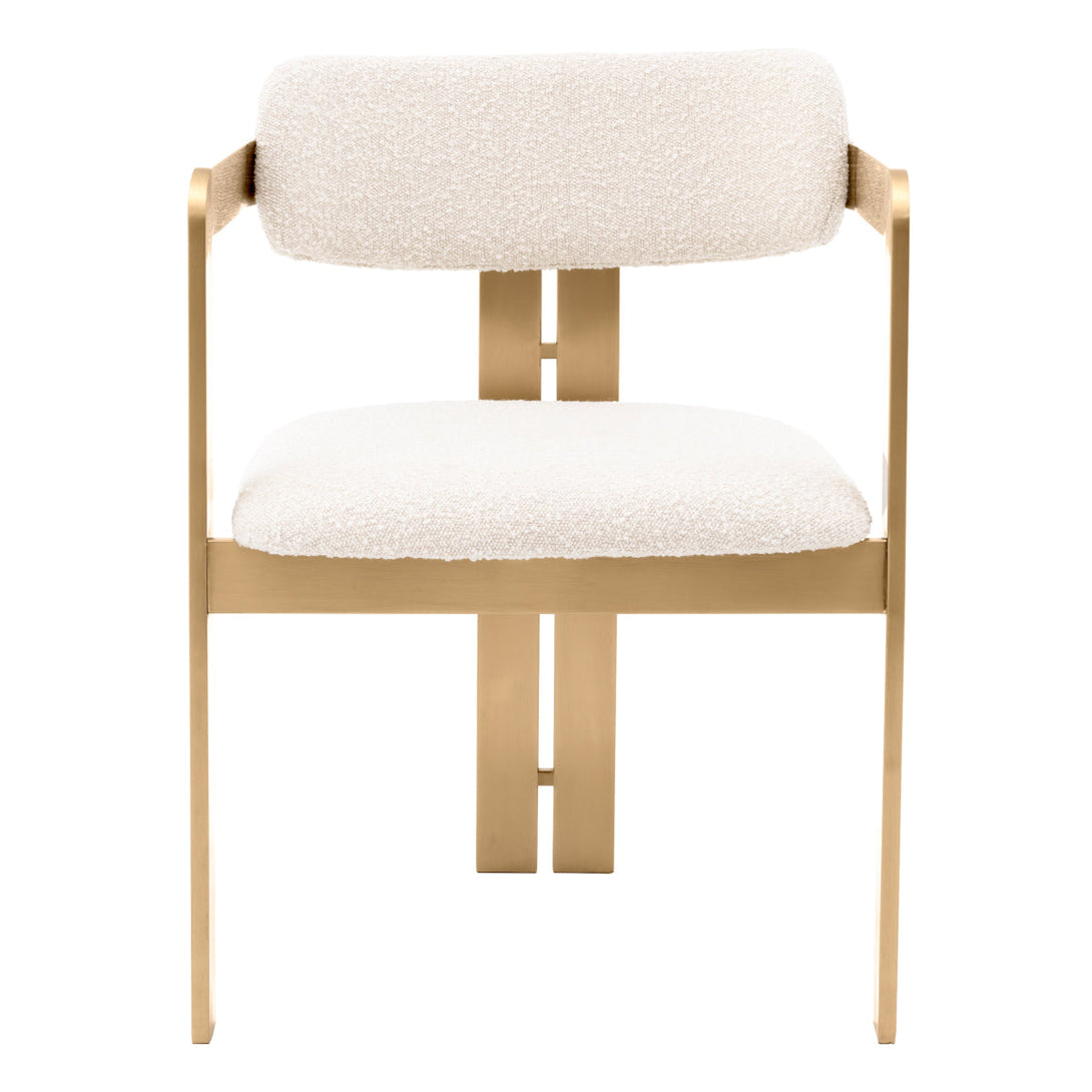 Dining Chair Donato Brushed Brass Boucl&Eacute; Cream Furniture Eichholtz
