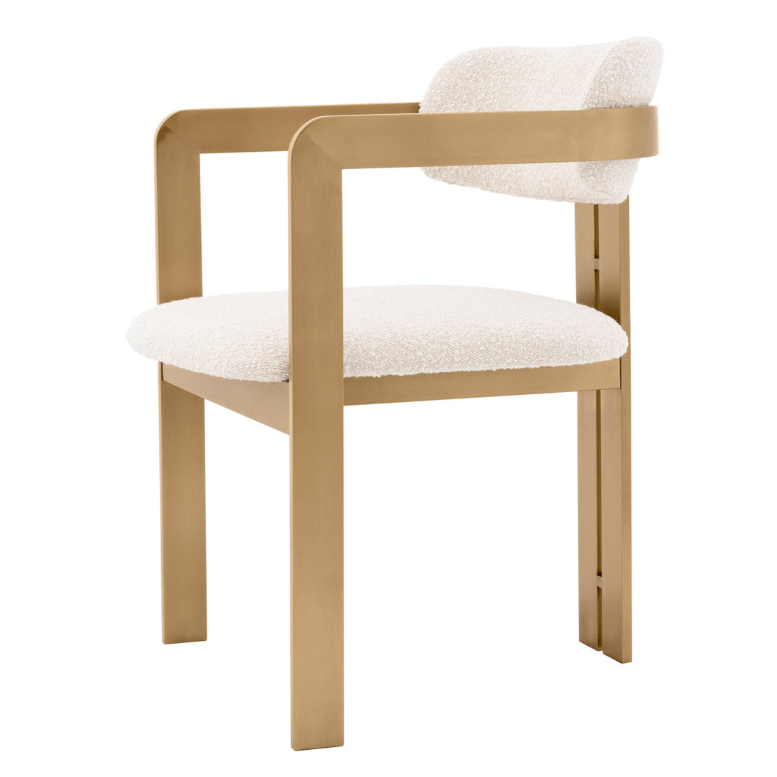 Dining Chair Donato Brushed Brass Boucl&Eacute; Cream Furniture Eichholtz