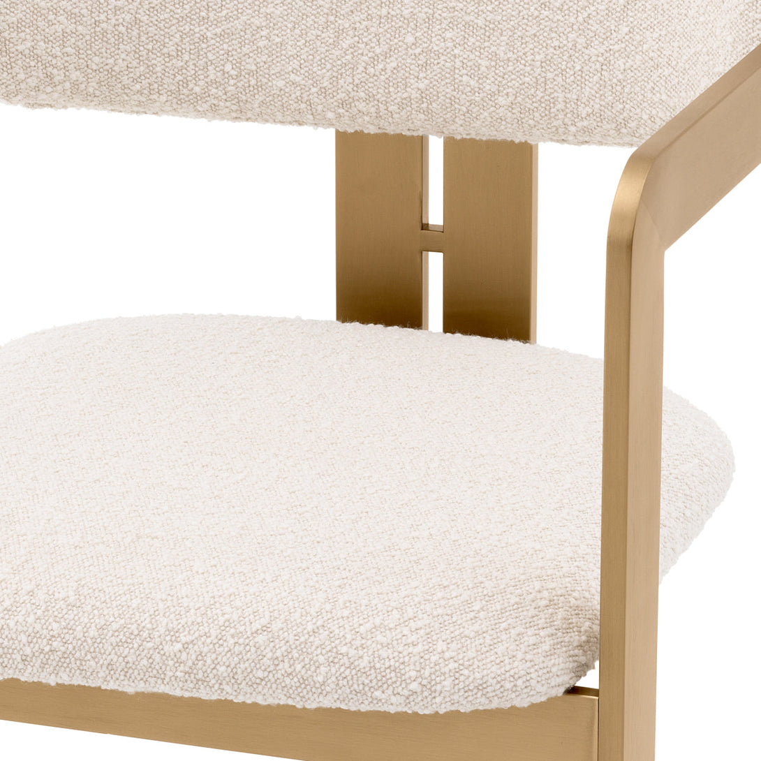 Dining Chair Donato Brushed Brass Boucl&Eacute; Cream Furniture Eichholtz