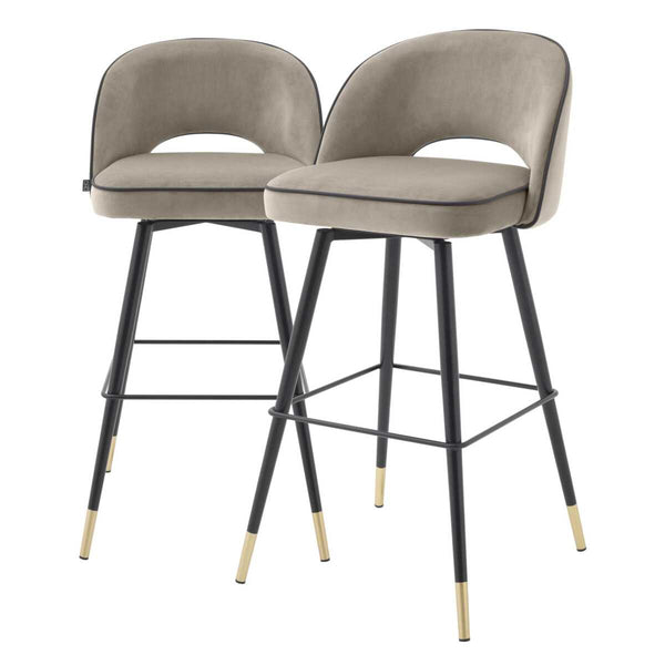 Bar Stool Cliff Set Of 2 Savona Greige Velvet Furniture Eichholtz