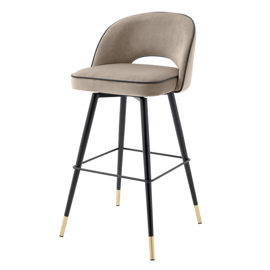 Bar Stool Cliff Savona Greige Velvet Furniture Eichholtz