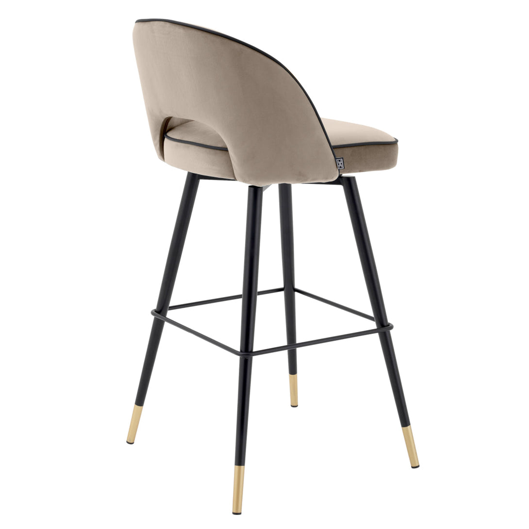 Bar Stool Cliff Savona Greige Velvet Furniture Eichholtz