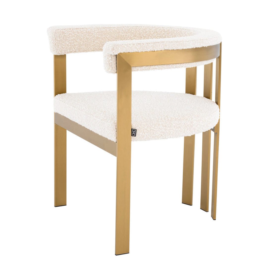 Dining Chair Clubhouse Brushed Brass Boucl&Eacute; Cream Furniture Eichholtz