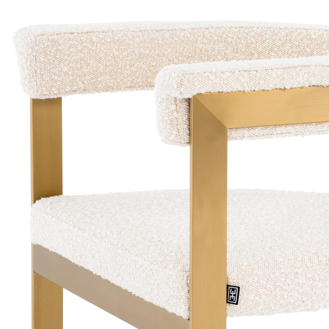 Dining Chair Clubhouse Brushed Brass Boucl&Eacute; Cream Furniture Eichholtz