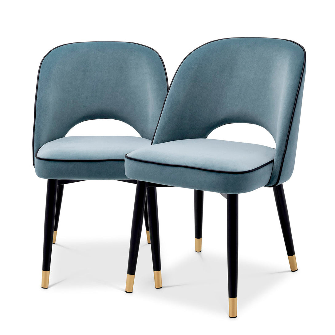 Dining Chair Cliff Set Of 2 Savona Blue Velvet Furniture Eichholtz