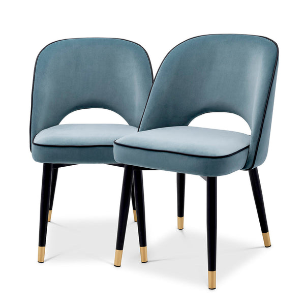 Dining Chair Cliff Set Of 2 Savona Blue Velvet Furniture Eichholtz