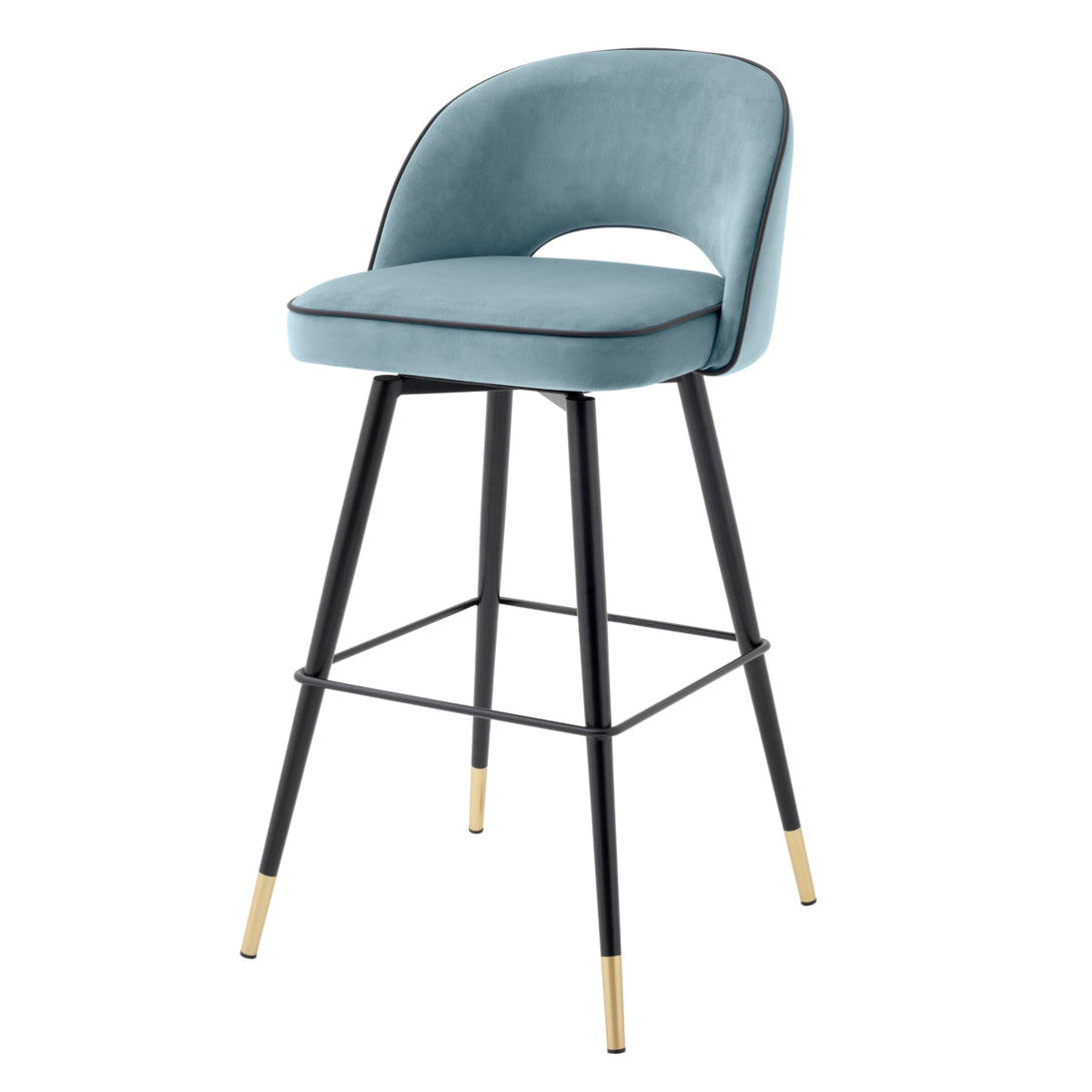 Bar Stool Cliff Set Of 2 Savona Blue Velvet Furniture Eichholtz