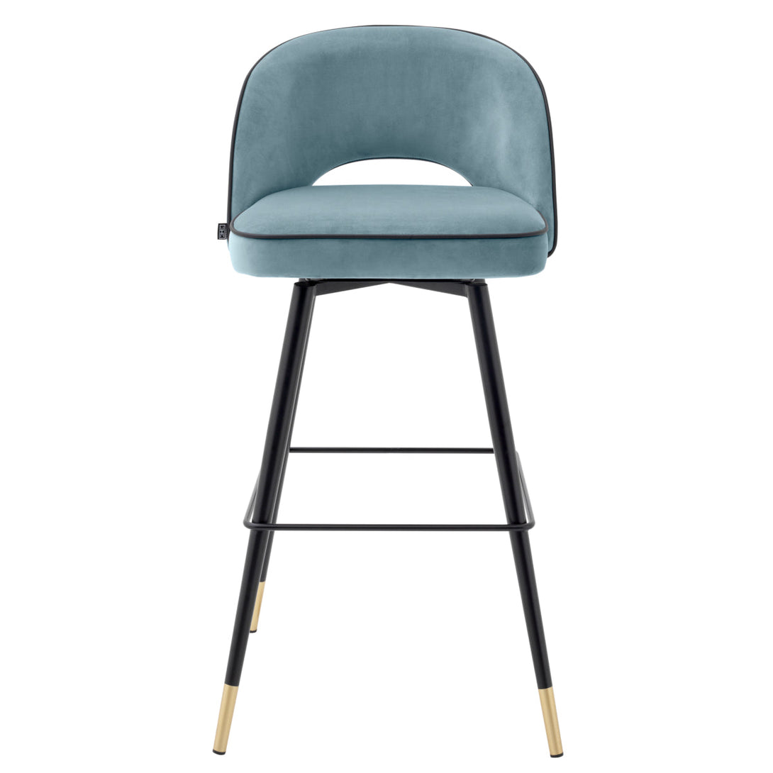 Bar Stool Cliff Set Of 2 Savona Blue Velvet Furniture Eichholtz