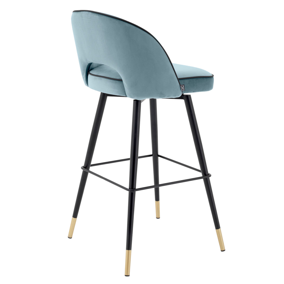 Bar Stool Cliff Set Of 2 Savona Blue Velvet Furniture Eichholtz