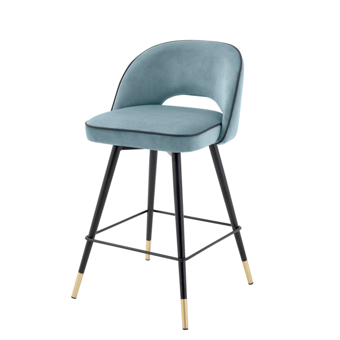Counter Stool Cliff Savona Blue Velvet Furniture Eichholtz